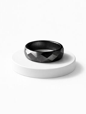 Black Geometric Hematite Men's Ring